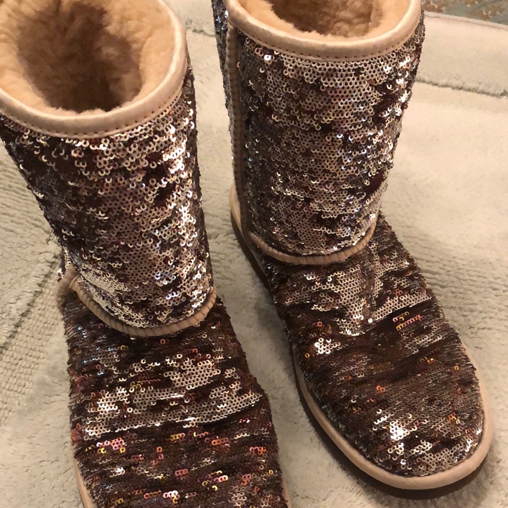 UGG Silver and Rose Gold Sequin Winter Boots
